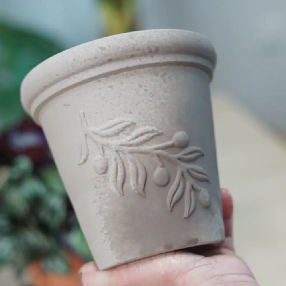 Lot de 12 pot de fleur en terre cuite gris