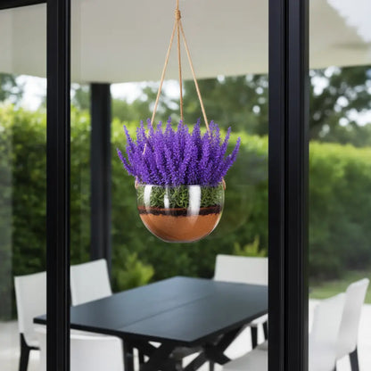 Pot de fleur en verre suspendu