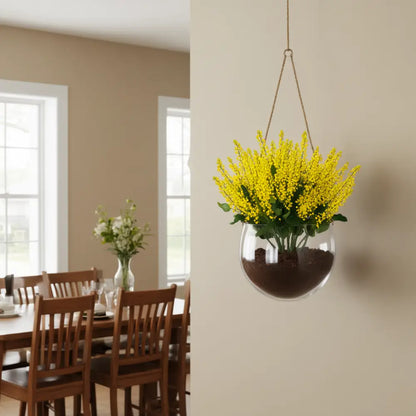 Pot de fleur en verre suspendu