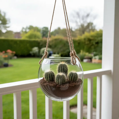 Pot de fleur en verre suspendu