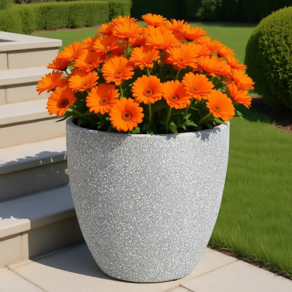 Pot de fleur extérieur plastique gris