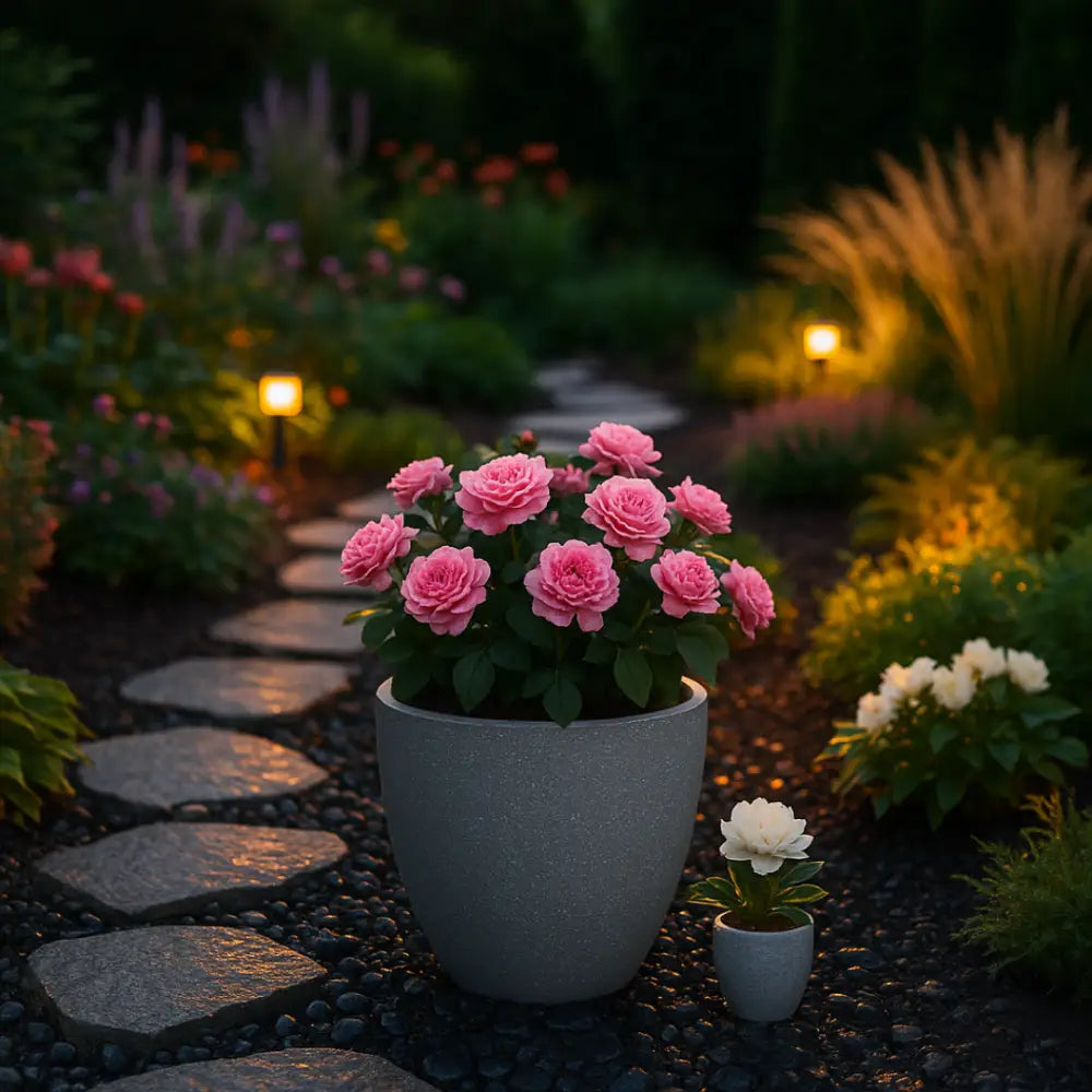 Pot de fleur extérieur plastique gris