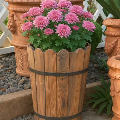 Pot de fleur haut en bois