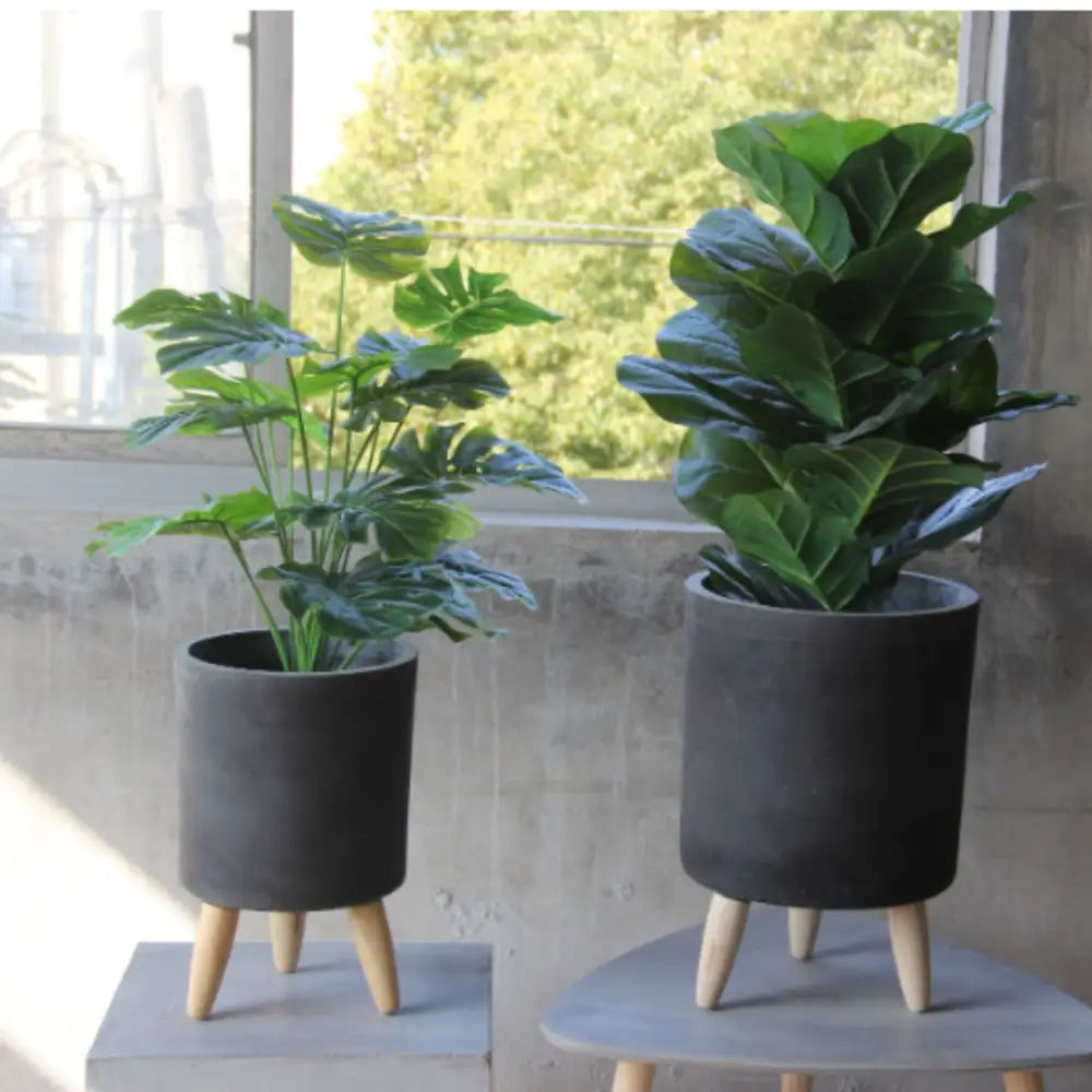 Pot de fleur noir sur pied