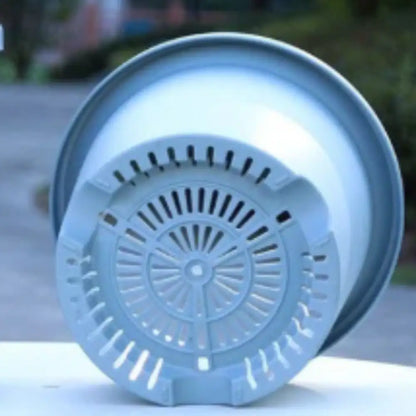 Pot de fleur plastique bleu