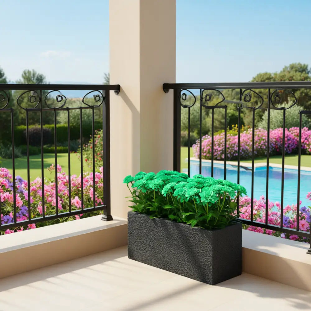 Pot de fleur rectangulaire noir