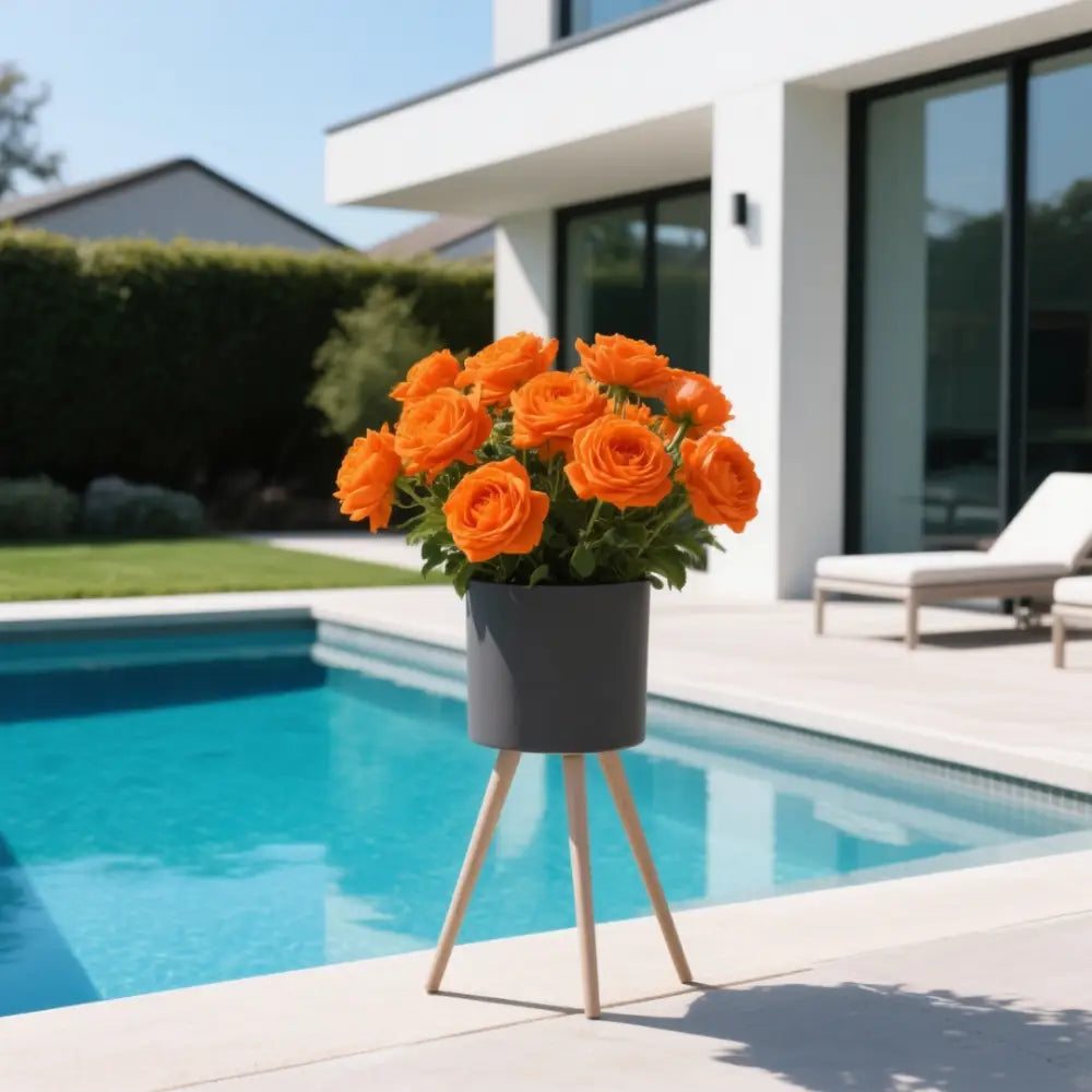 Pot de fleur sur pied metal noir