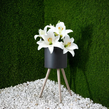 Pot de fleur sur pied metal noir
