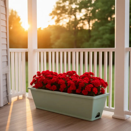 Pot de fleur vert rectangulaire