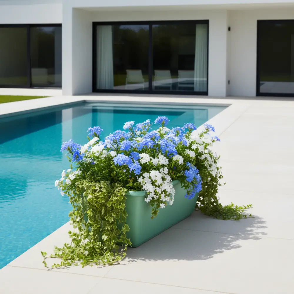 Pot de fleur vert rectangulaire