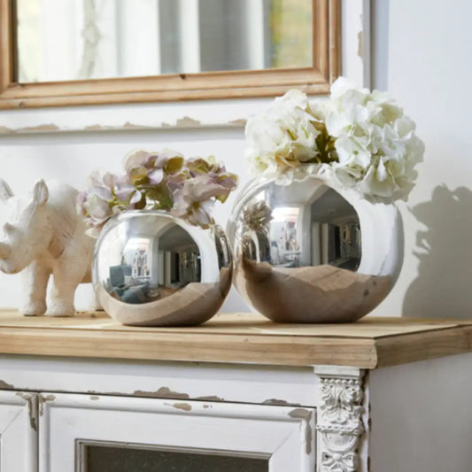 Vase boule argenté