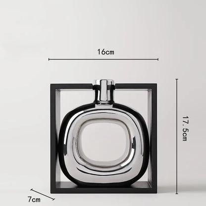 Vase céramique argenté