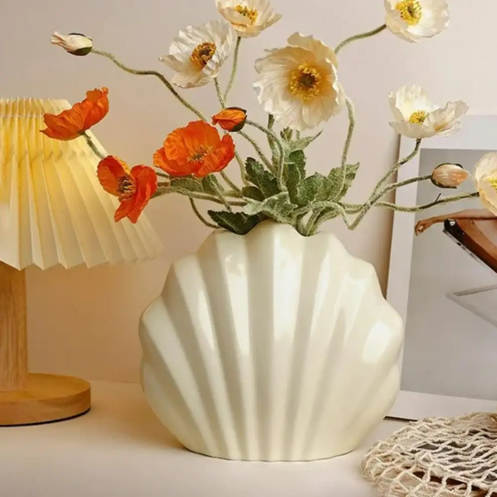 Vase coquillage beige