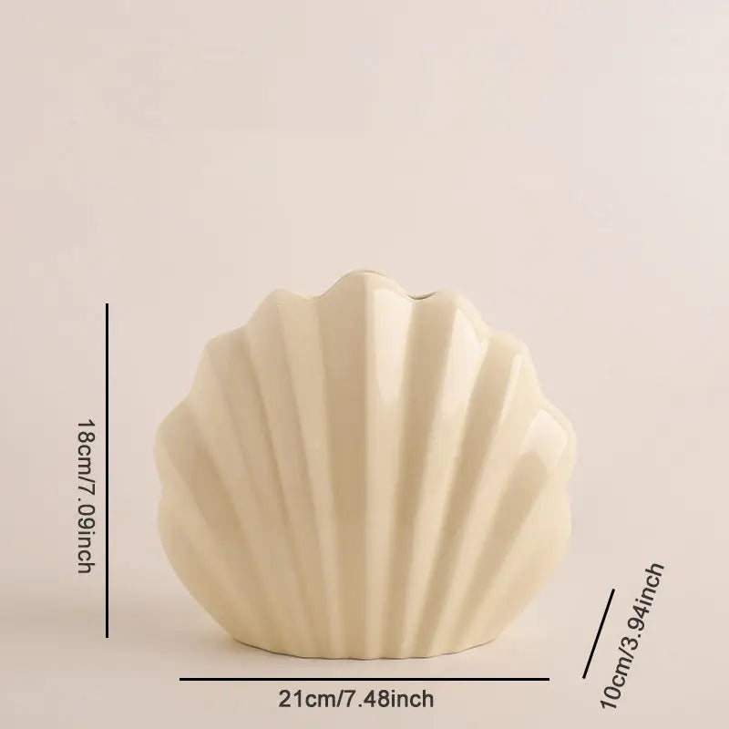 Vase coquillage beige