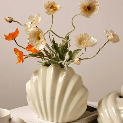 Vase coquillage beige