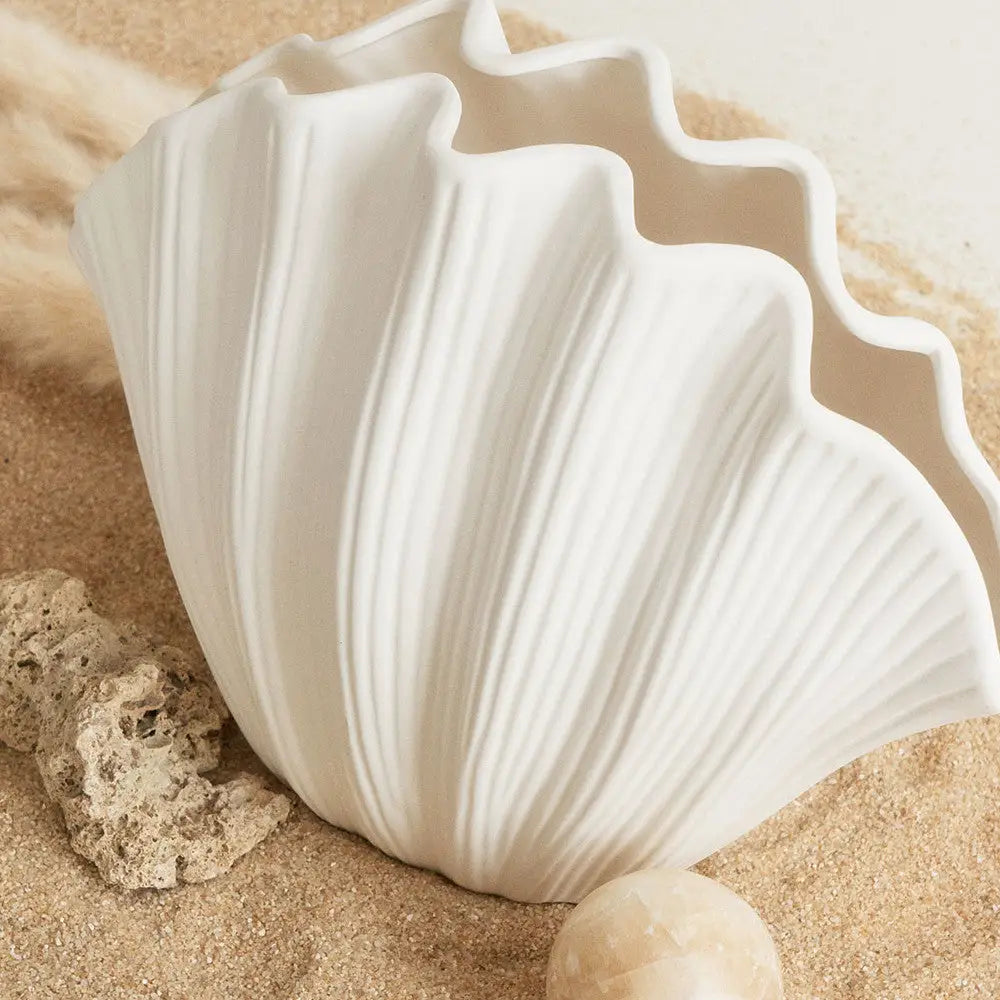 Vase coquillage blanc