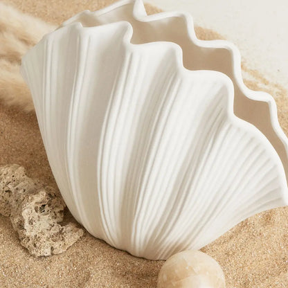 Vase coquillage blanc