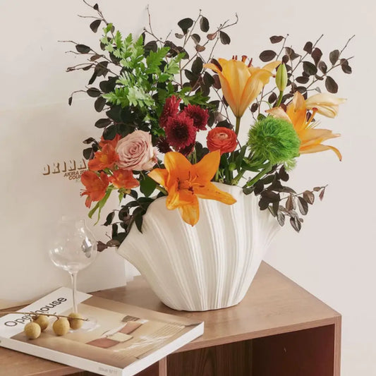 Vase coquillage blanc