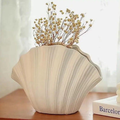 Vase coquillage blanc
