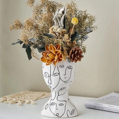 Vase dessin visage