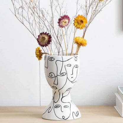 Vase dessin visage