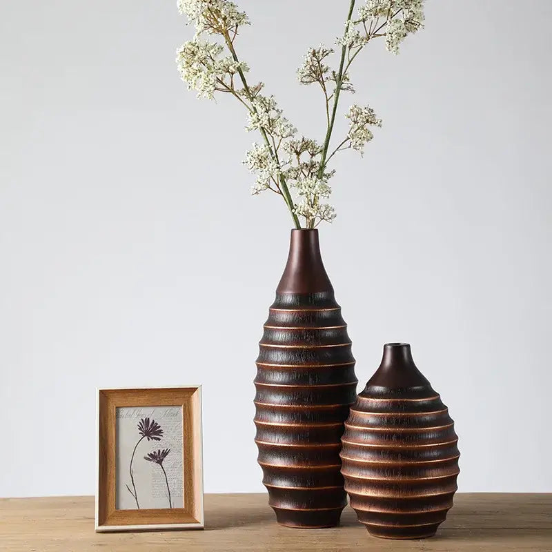 Vase effet bois artisanal