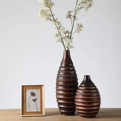 Vase effet bois artisanal