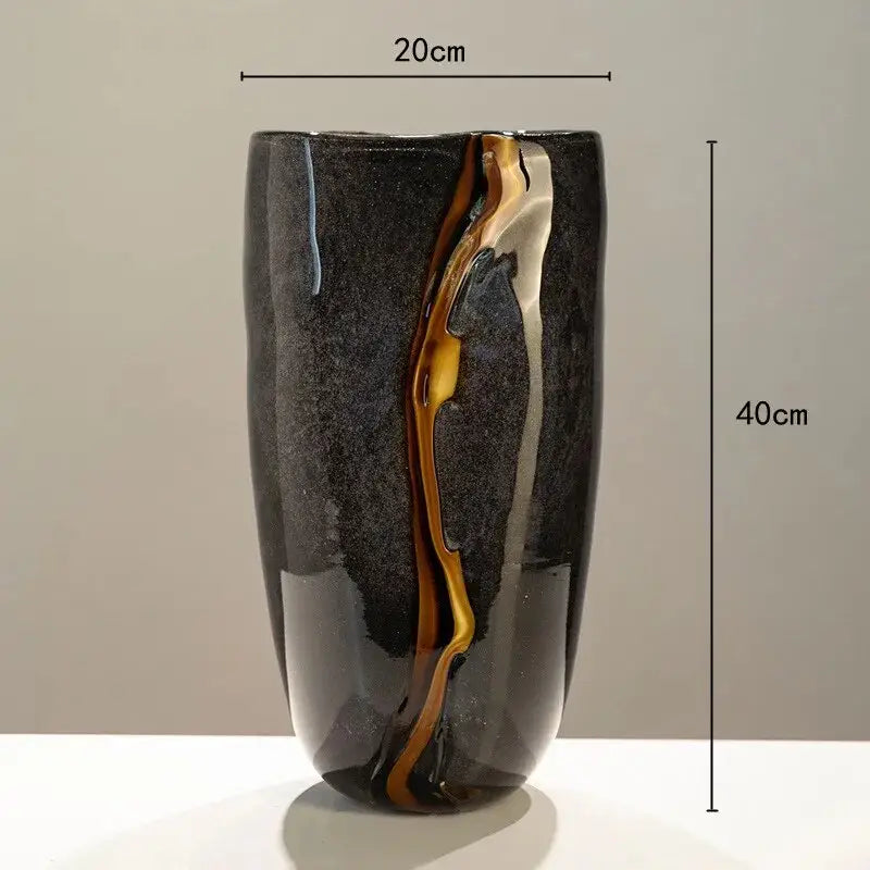 Vase en verre noir art deco