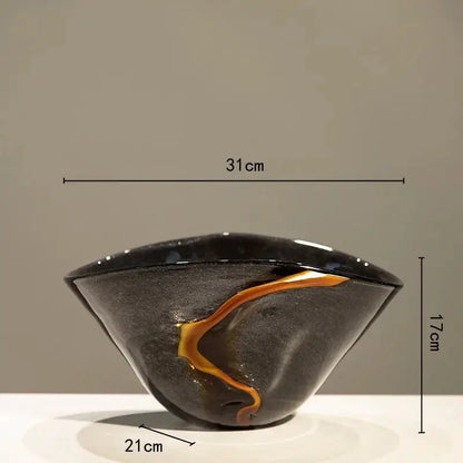 Vase en verre noir art deco